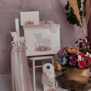 Βαπτιστικό Πακέτο Κουτί – Λαμπάδα – Λαδοσετ Μονόκερος