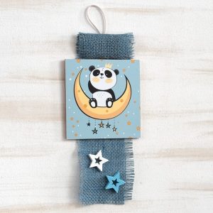 Μπομπονιέρα Ξύλινο Καδράκι Κρεμαστό Panda